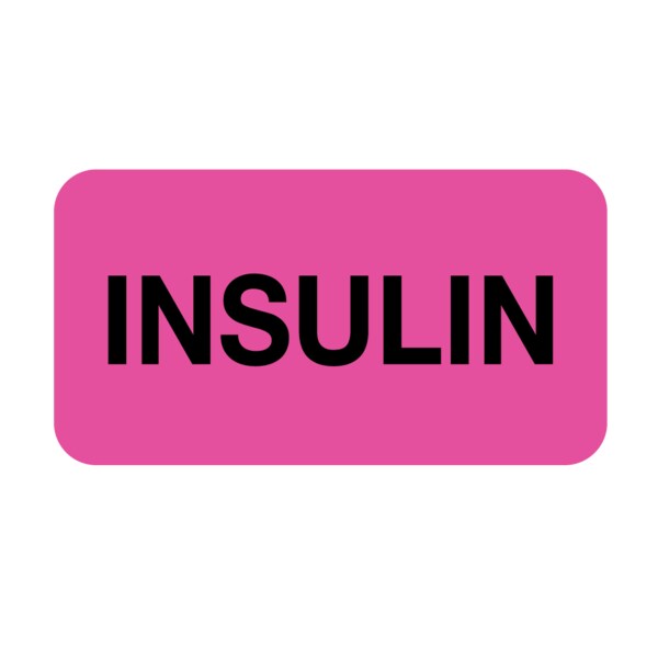 Nevs Label, Insulin 7/8" x 1-5/8" Flr Pink w/Black P-14470 - main